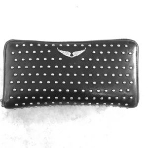 ZADIG & VOLTAIRE black leather studded wallet!